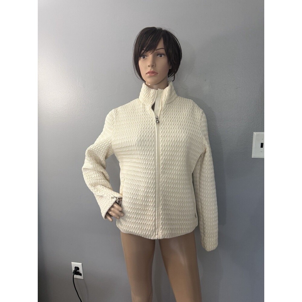 Marker Jacket Full Zip Textured Mock Neck Women's 10 Ivory Thinsulate Insulate